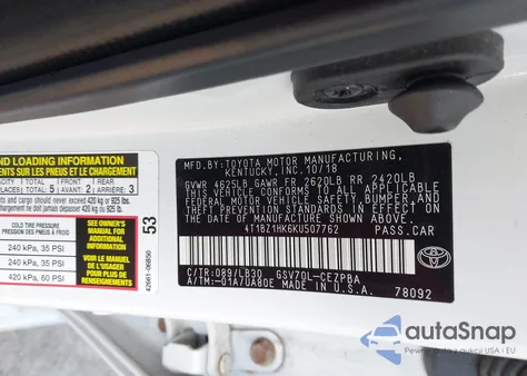 2019 Toyota Camry Xse V6 из США, поврежденный, VIN 4T1BZ1HK6KU507762